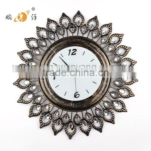 Vintage Gold Metal Wall Clock With Eye Shape thumbnail-1