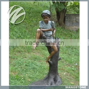 Europe Regional Feature Bronze Fishing Boy Garden Sculpture thumbnail-1