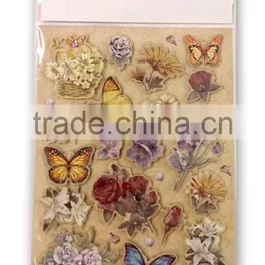 Butterfly & Rose Design Sticker in Colors, 3D Popular Design Decorative Glitter Sticker With Gems/Rhinestone thumbnail-2