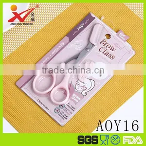 AOY16 Plastic Handle Eyebrow Scissors Set, Easy Carry thumbnail-1
