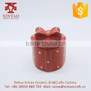 Red Ceramic Hand-paint Flowers Luxury Jewelry Box With Knots thumbnail-1
