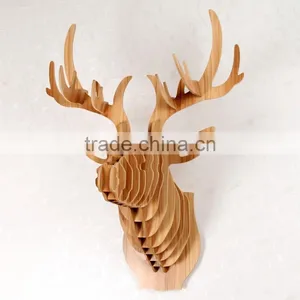 Carved Wooden Deer Head Decoration Wholesale thumbnail-5