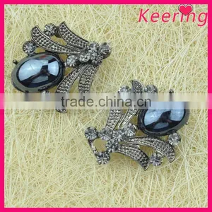 Fashionable Wholesale Shiny Black Rhinestone Metal Button WBK-1497 thumbnail-1