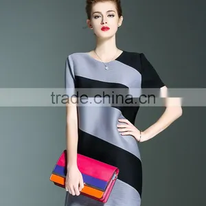 Online Shop Women Twill Printed O Neck Pleated Dresses thumbnail-3