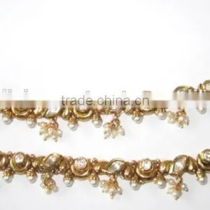 BRIDAL KUNDAN PEARL Gold Plated Designer Necklace Jhumka Earring Set thumbnail-4
