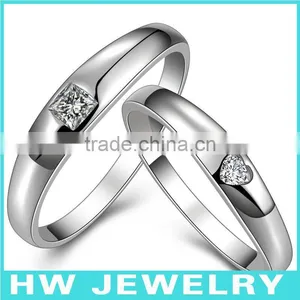 925 Sterling Silver Cubic Zirconia Solitaire White Cheap Couple Rings thumbnail-1