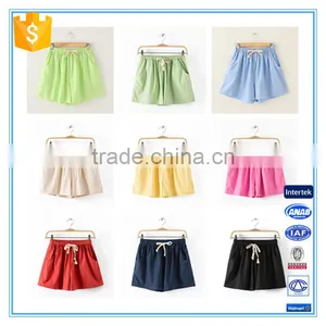 Wholesale Women Summer Beach Girl Cotton Linen Shorts 15 Colors Plus Size thumbnail-1