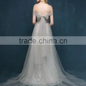 MGOO Long Grey Evening Dresses 2016 New Custom Prom Criss Cross Wonderland Tulle Party Dresses 2253 thumbnail-2