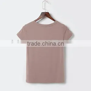 High Quality Promotional Custom Design Short Sleeve Cheap Plain Blank T-shirt Women thumbnail-3