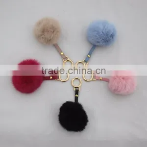 Myfur Customized Size and Color Real Rabbit Fur Pompom Keychain Fashion Bag Charm thumbnail-1