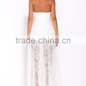 Custom White Lace Dress/White Lace Half Sleeve Dress/White Lace See-through Prom Dress Wholesale Dress thumbnail-5