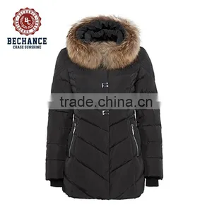 Womens Padded Down & Feather Jacket With Fur for Winter thumbnail-1