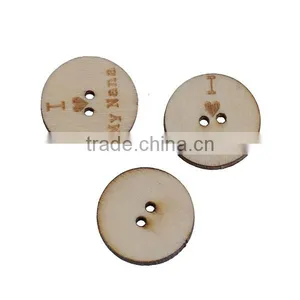 Natural Wood Sewing Buttons Scrapbooking 2 Holes Round Message I Love My Nana " Pattern 20mm Dia thumbnail-3