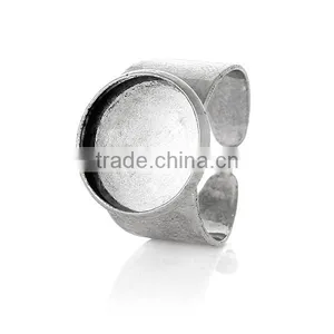 Copper Rings Blanks Round Disc Antique Silver Cabochon Settings 17.9mm Ring Setting thumbnail-1