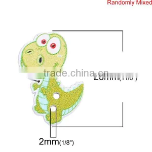 Wood Sewing Buttons Scrapbooking 2 Holes Dinosaur Animal At Random thumbnail-2