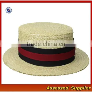 Unisex Economy Paper Straw Sailor Hat Cheap Fashion Boater Hat With Brim Bowknot thumbnail-3