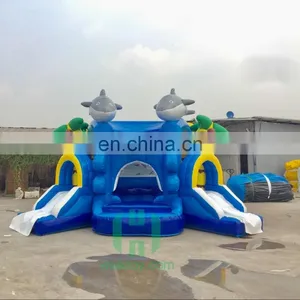Sea Blue Dolphin Kids Bouncy Castle PVC Tarpaulin Inflatable Castle Prices thumbnail-1