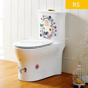 Siphonic Ceramic One Piece Colored Decal Toilet Bathroom wc Toilet thumbnail-1