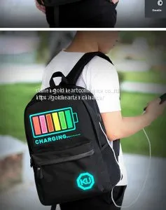 Intelligent Voice Control Dazzle Color Flashing Lights School Students Led Backpack Bag for Men and Women thumbnail-4
