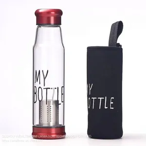 Glass Water Bottle With Tea Infuser Bottom Openable Water Bottles thumbnail-3