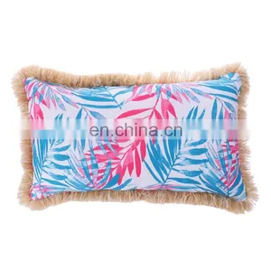Hot Sell Tropical Outdoor Leaf Pillows Green Leaves Printing Outdoor Furniture Sofa Pillow Case thumbnail-3