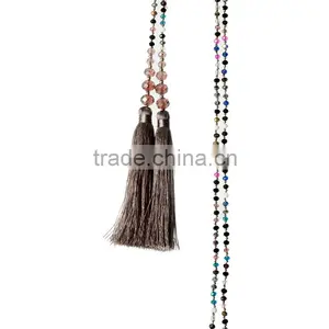 China Fashion Custom Made Crystal Necklace, Wholesale Beaded Tassel Necklace thumbnail-4