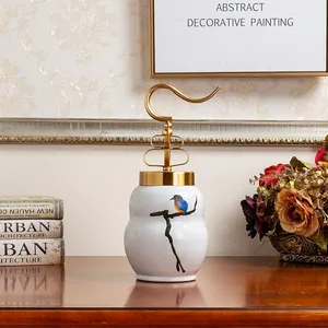 Nordic Style New Chinese Hand Made White Ceramic Flower Vase With Lid For Hallway Decor thumbnail-3