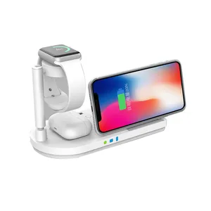 15W Fast Wireless Charger Stand For IPhone 11 12 X 8 Apple Watch 4 in 1 Foldable Charging Dock Station for Airpods Pro IWatch thumbnail-1