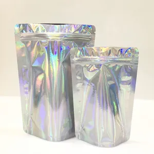 Custom Print Stand Up Zipper Foil Mylar Holographic Eyelash Makeup Packaging thumbnail-2
