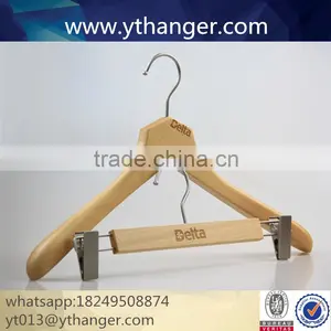 2016 New Product Natural Wooden Clothes Hanger With Trousers Hanger thumbnail-1