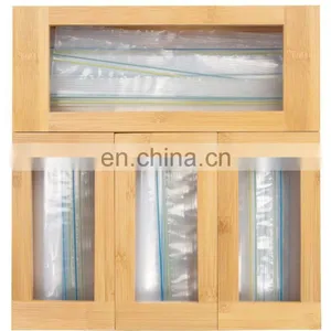 Custom Logo 4 Separate Bamboo Ziplock Bag Storage Organizer Make up Cosmetic Bag Organizer for Drawer thumbnail-4