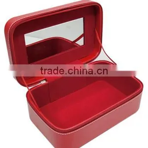 Red Leather Cosmetic Box,Jewelry Storage Case,Makeup Travel Case thumbnail-4
