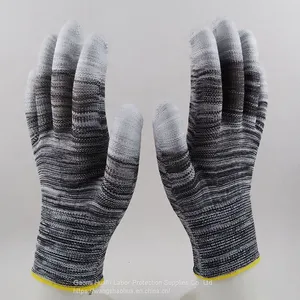 Polyester Knitted PU Fingers Coated Safety Work Gloves thumbnail-5