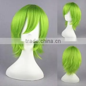 High Quality 35cm Short Straight GUN DAM Ribbons Almark Light Green Wig Cosplay Synthetic Anime Wig Cosplay Hair Wigs thumbnail-2