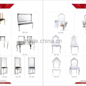 European Style High Quality Double Sided Hair Salon Furniture Silver Framed Mirror Styling Station thumbnail-3