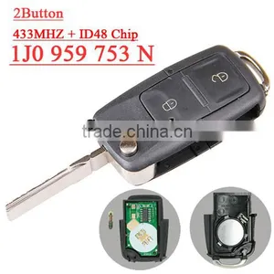 High Quality 1j0 959 753 N 2 Button Flip Remote Key With id 48 Chip 433mhz for vw thumbnail-1