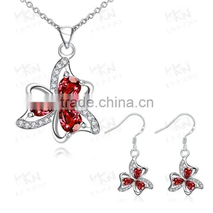 New Jewelry Plated Rhinestone Heart Wedding Necklace Set thumbnail-4