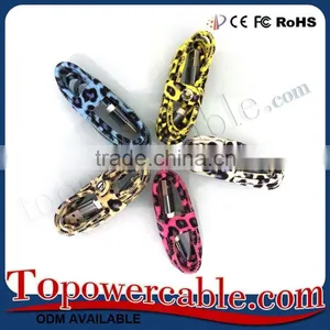 Factory Directly Sell Cheap Leopard Pattern Leather Micro Usb Cable Wires thumbnail-1
