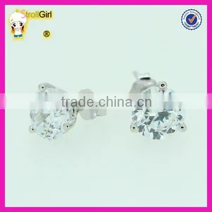 925 Sterling Silver Stude Earring Three Claw CZ Stone Earring thumbnail-1