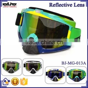 BJ-MG-013A Manufacturer Adult Reflective Brazil Frame Racing Motocross Goggles Roll Off thumbnail-1