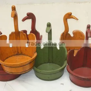 Chinese Antique Colorful Wooden Decorative Barrels thumbnail-1