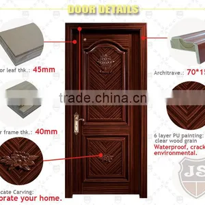China Single Swing Elegant 100% Solid Wood Sapele Durable Front Door Design Quality Choice thumbnail-4