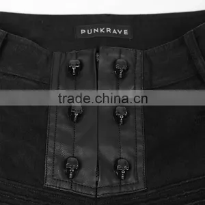 K-178 Punk Rave Elastic Straight Trousers With Skulls And Dark Printing thumbnail-3