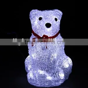 3D LED Christmas Acrylic Bear With Bow Motif Light thumbnail-1