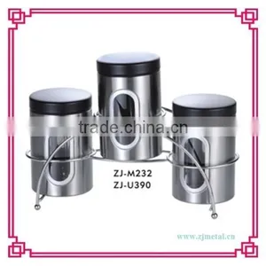 Stainless Steel 3pcs Canister With Rack thumbnail-1