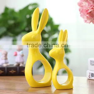 Handmade Craft Big Ears Unique Desgin Ceramic Easter Rabbits for Wholesale thumbnail-5