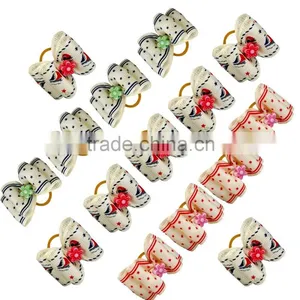 Dog Hair Bows Mixed Colors Doubleloop Flower Topknot Rubber Band Pet Gift thumbnail-2