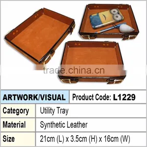 Table Utility Tray (brown Leather) thumbnail-1