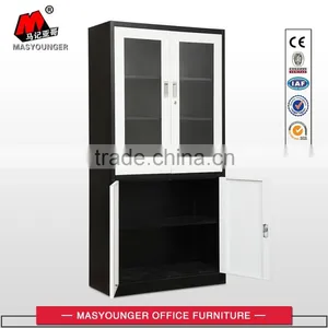 High Quality Factory Direct Sale up Glass Door and Down Steel Door Filing Cabinet thumbnail-1