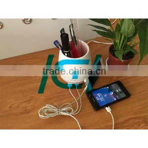 2-Ports Multi USB Charger With Pencil Vase and Flowerpot thumbnail-1